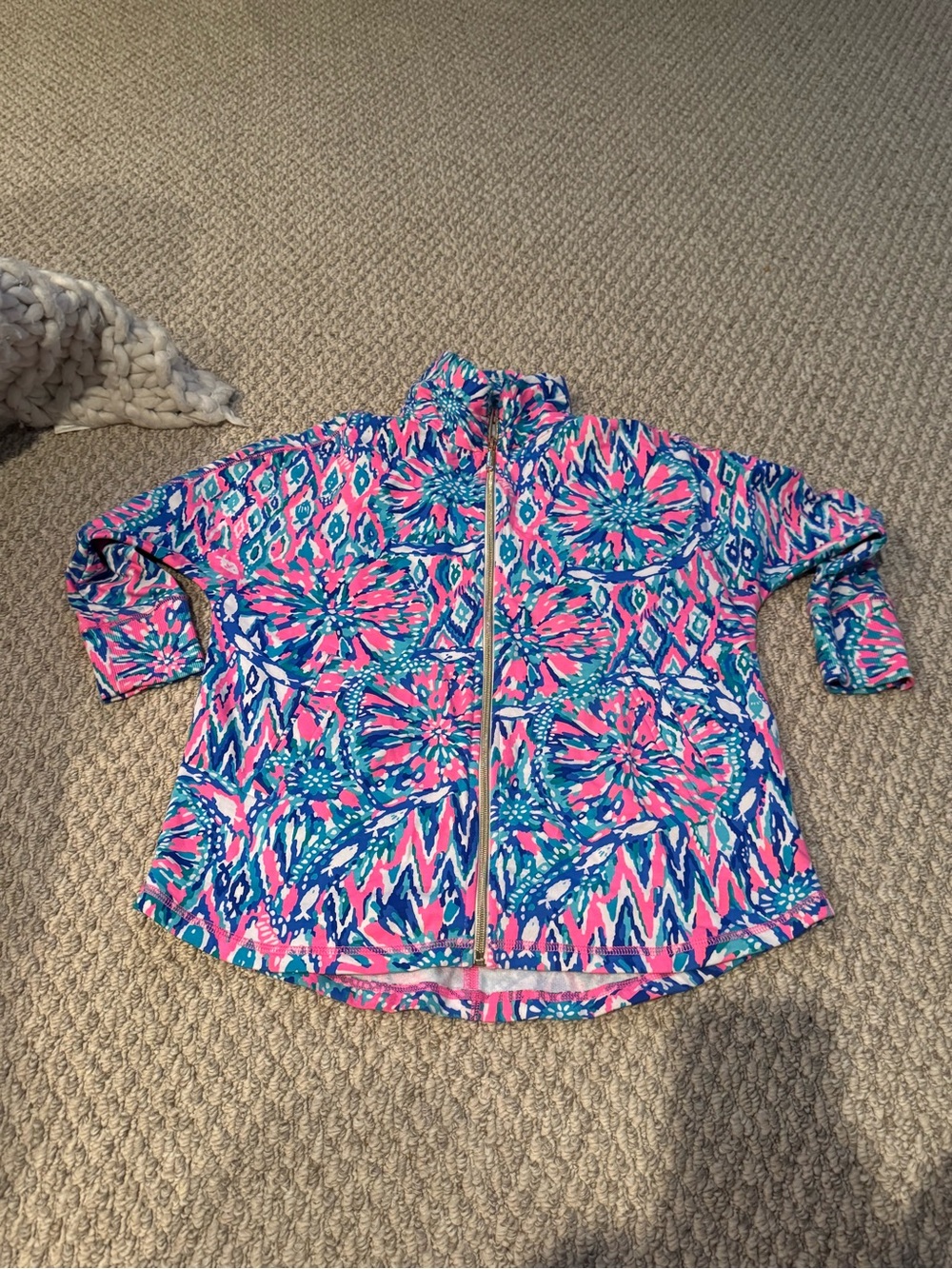 Lilly Pulitzer Vibrant Pink & Blue Zip-Front Printed Jacket